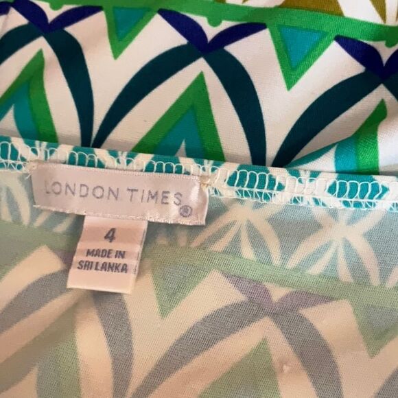 NWOT LONDON TIMES size 4 dress in geo pattern multicolored - Picture 9 of 10